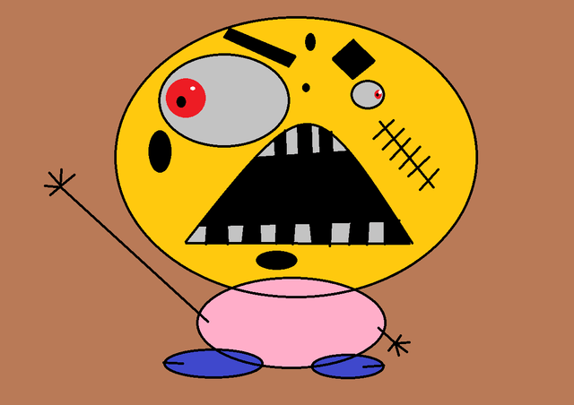 Picture of an angry looking cartoon man with bruises